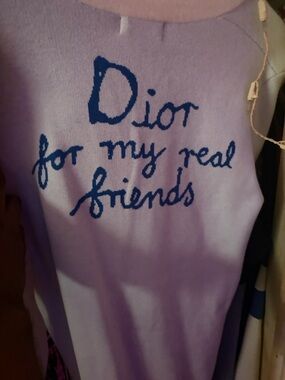 Dior Lavender Sweater Cardigan with Blue Script